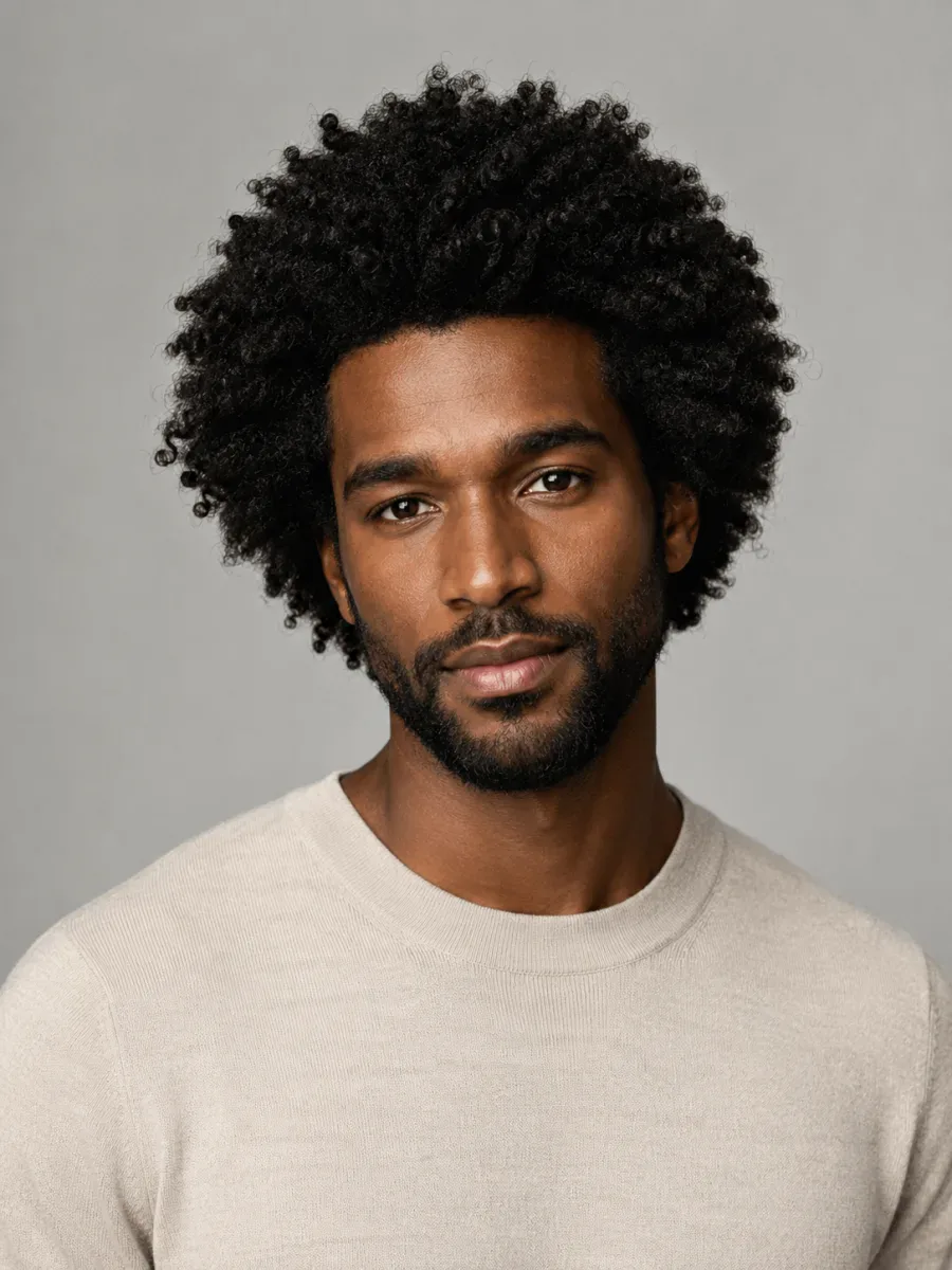 Before: man with a full afro