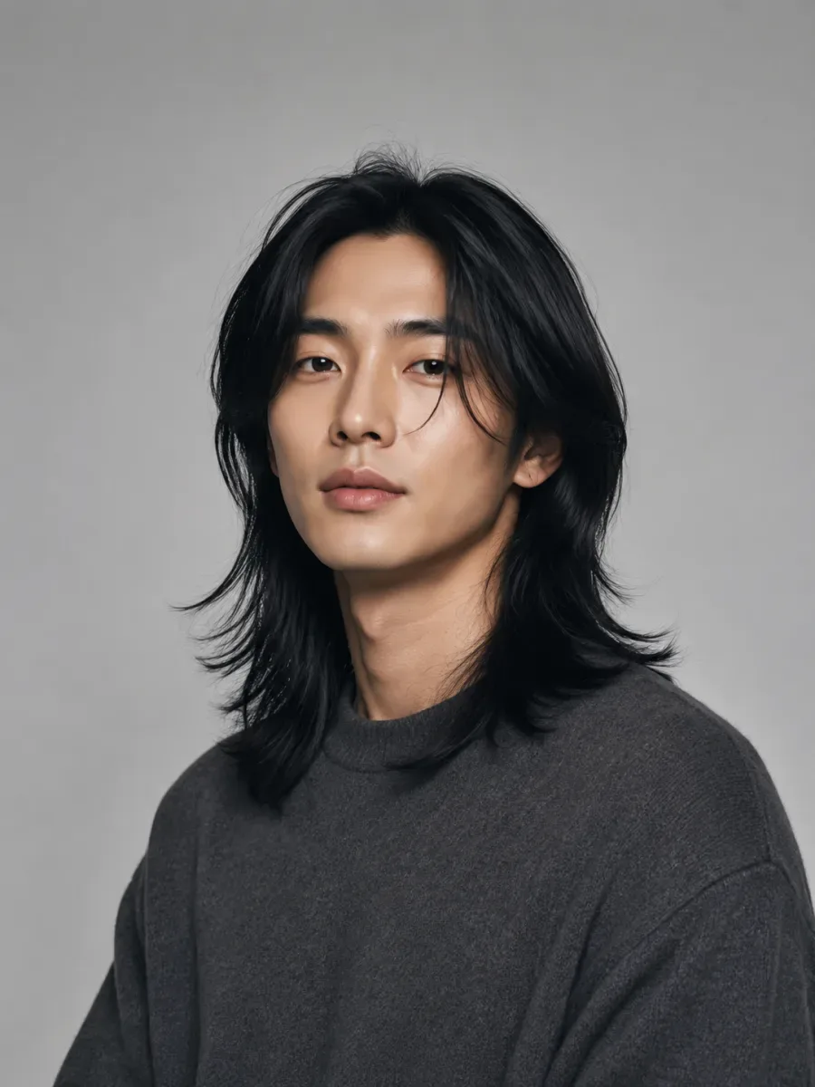 His original photo with long hair