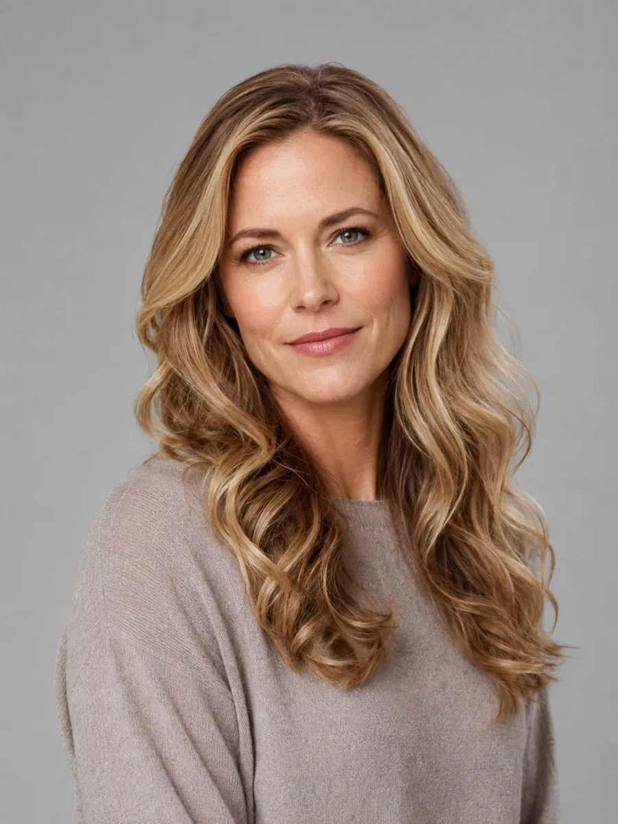 Before: woman with long, wavy blonde hair